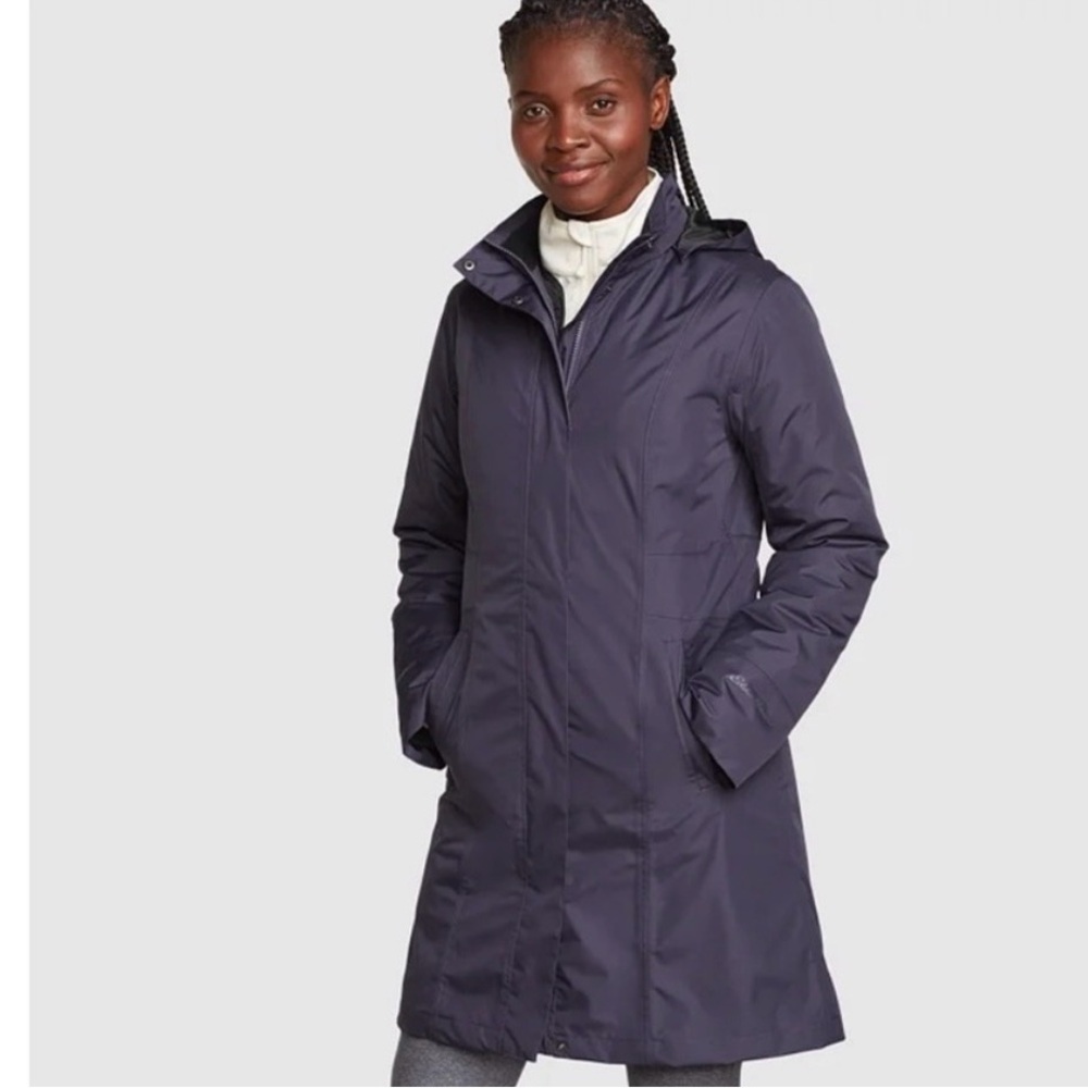 Eddie Bauer Girl on the Go Insulated Waterproof Trench Coat in Dark Mulberry